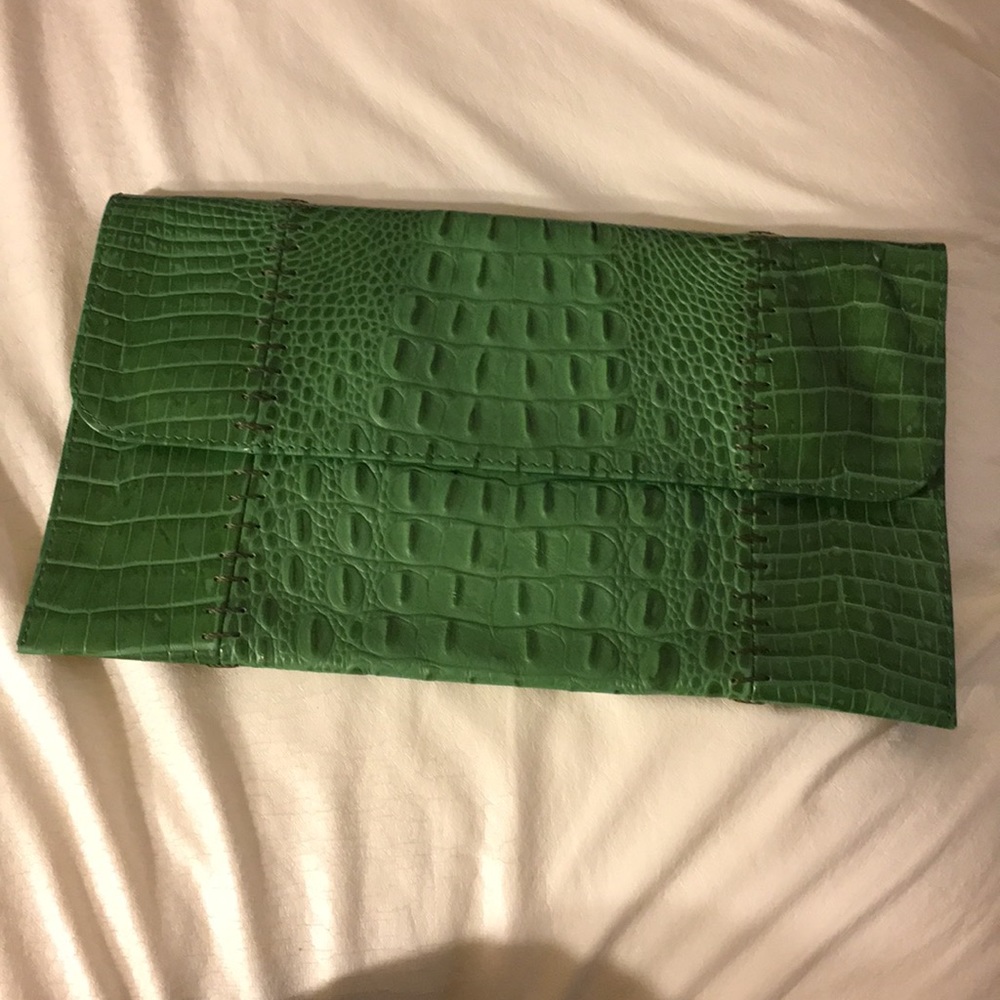 Crocodile green clutch